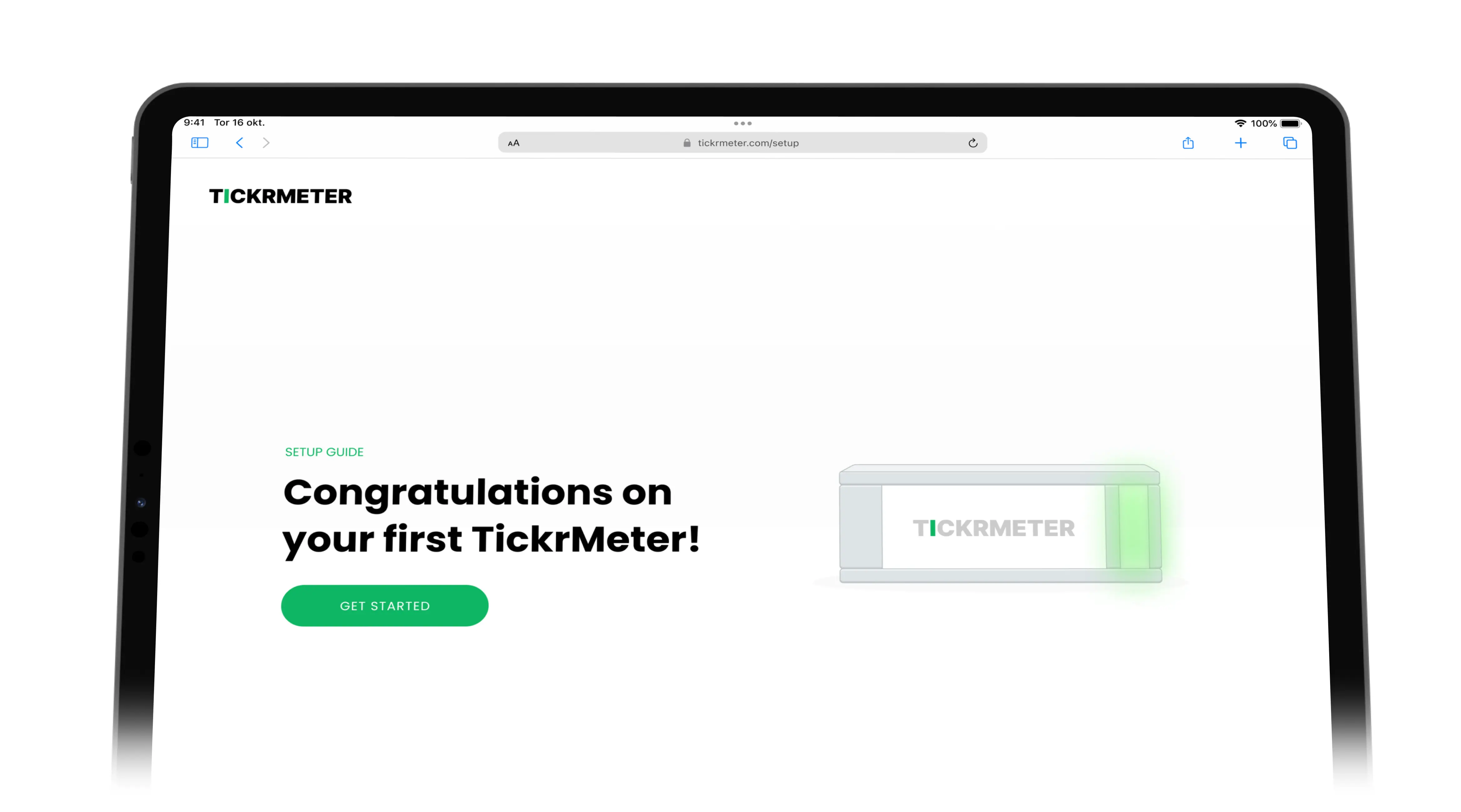 Beginning of onboarding flow on the TickrMeter website