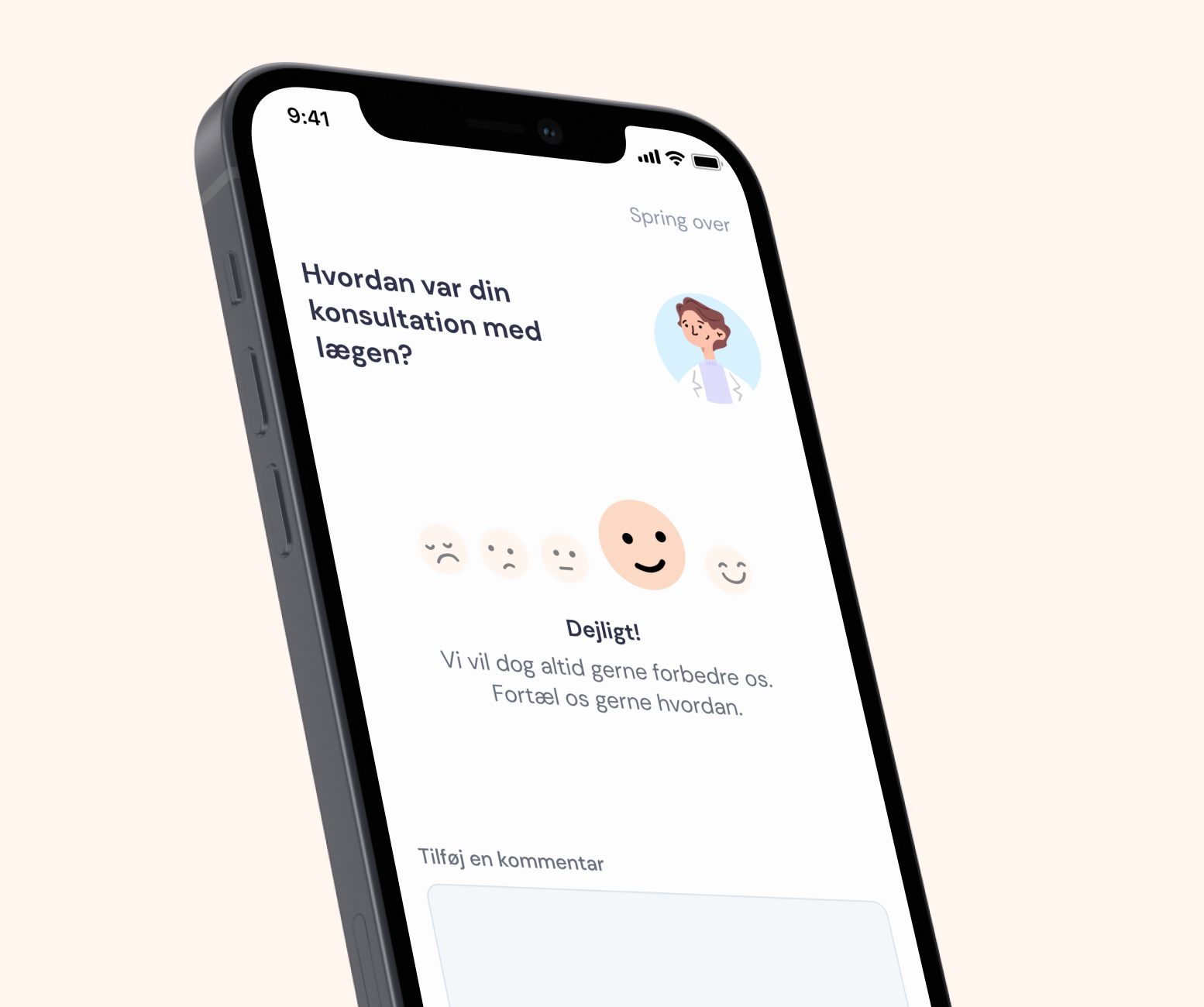 Feedback screen from app