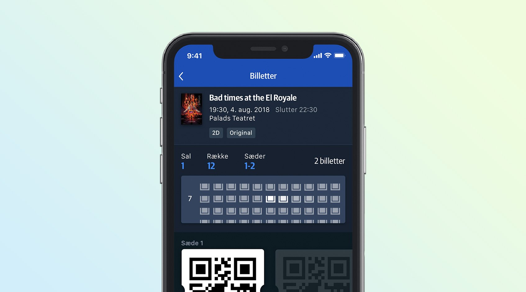 Ticket details and QR code