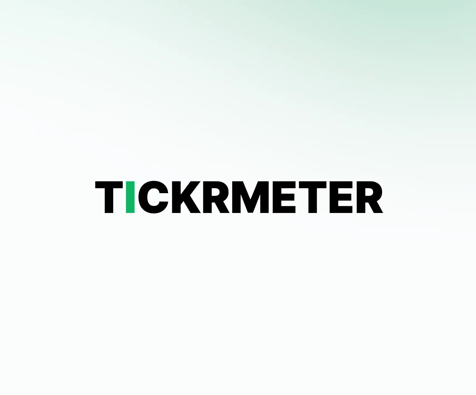 TickrMeter logo on faded green background